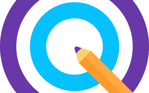 QAsolvers Logo with violet colour in the outer circle, sky blue in the inner circle. Both the circles have been intersected by a pencil, indicating content development or academic content creation.